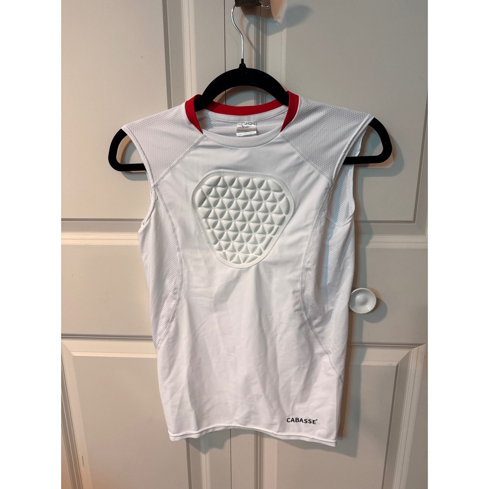 Cabasse Youth Large Padded Protective Body Shirt White Compression Tank